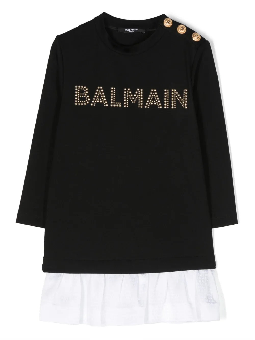 

Платье-толстовка с логотипом Balmain Kids, черный