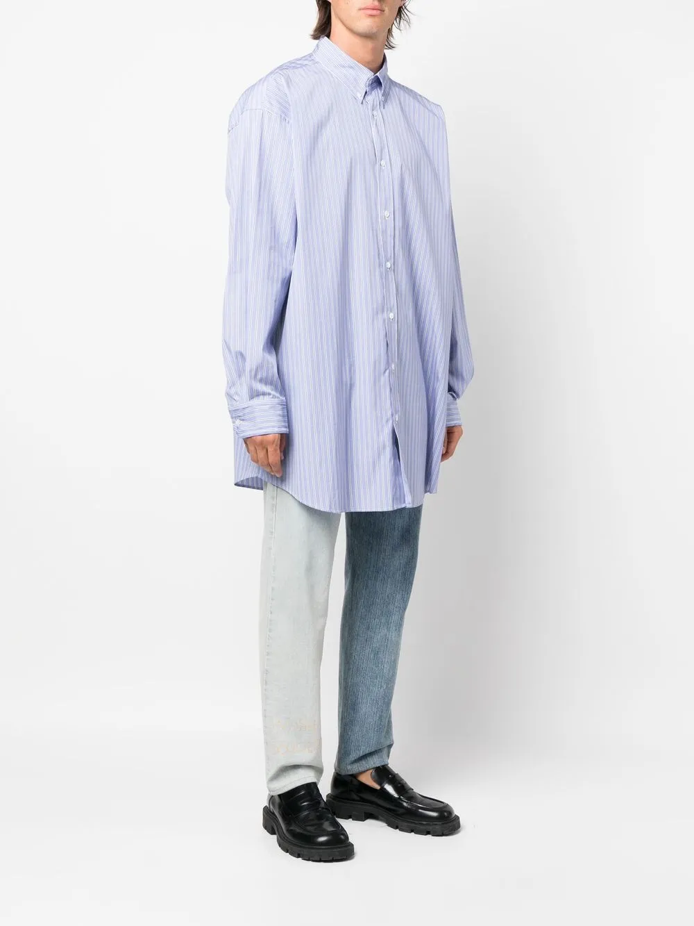 Рубашка оксфорд из органического хлопка MAISON MARGIELA, синий — фото 3