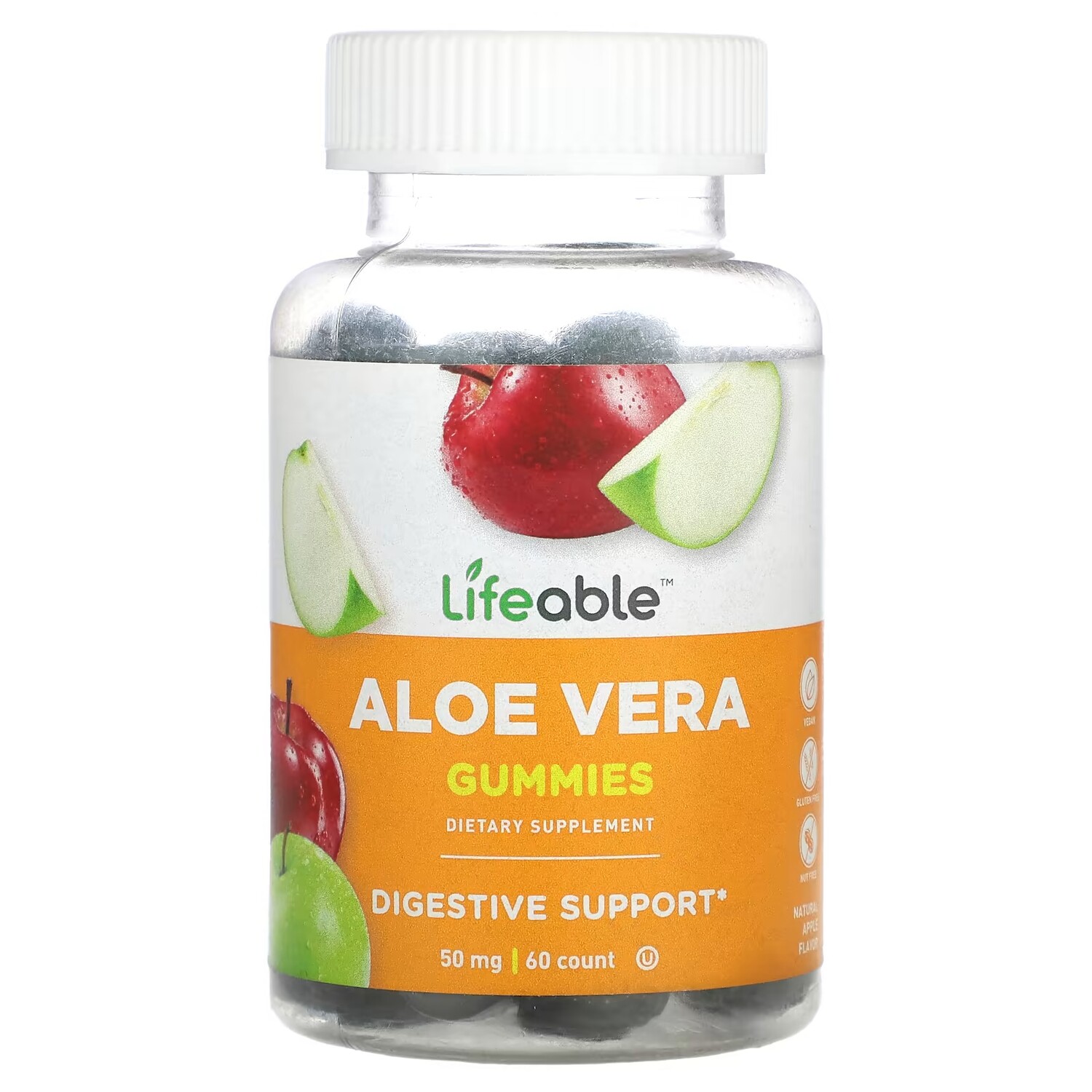 

Добавка Lifeable Aloe Vera Gummies Natural Apple, 60 жевательных таблеток
