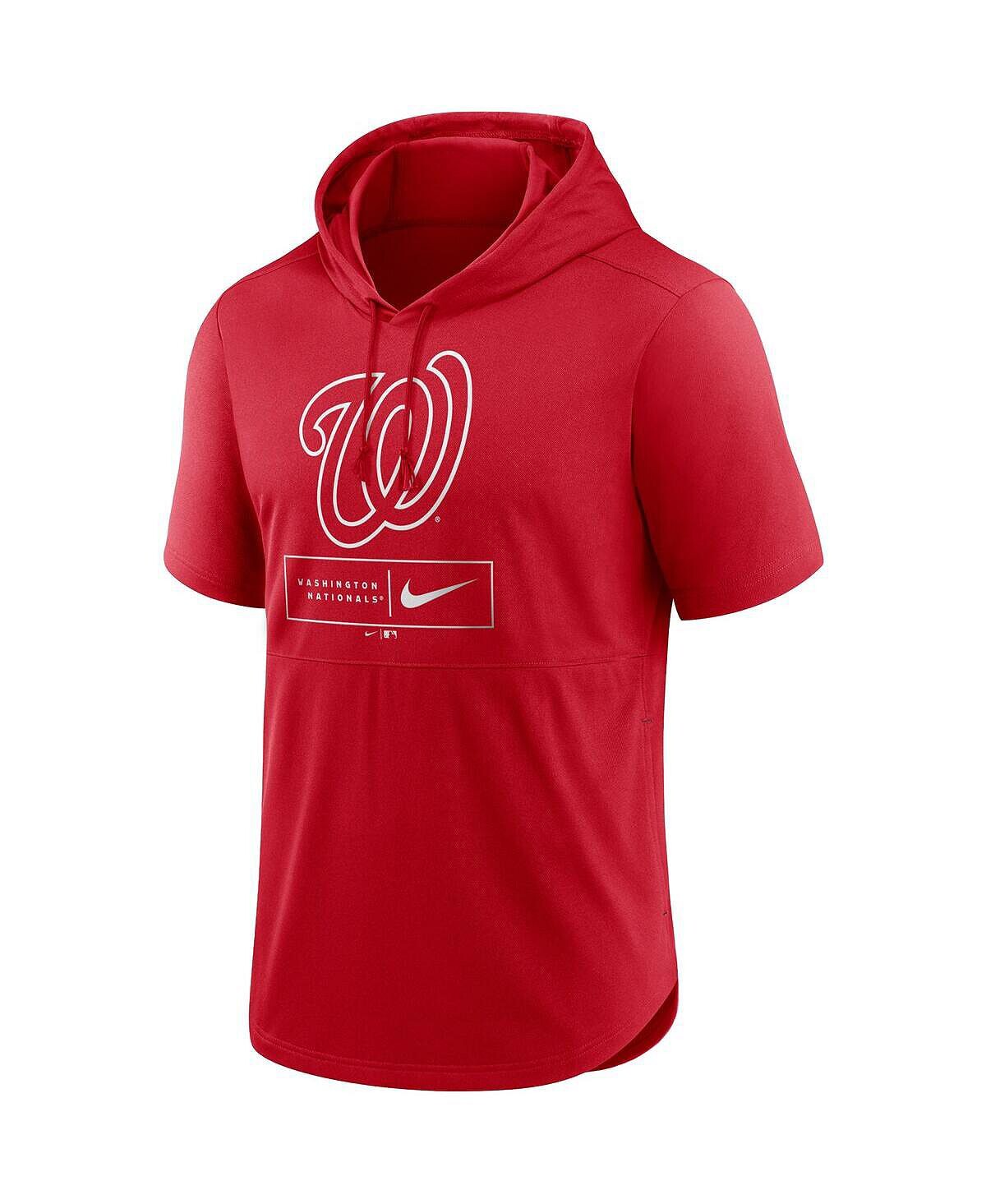 Мужской красный пуловер с капюшоном с короткими рукавами и логотипом Washington Nationals Lockup Performance Nike — фото 3
