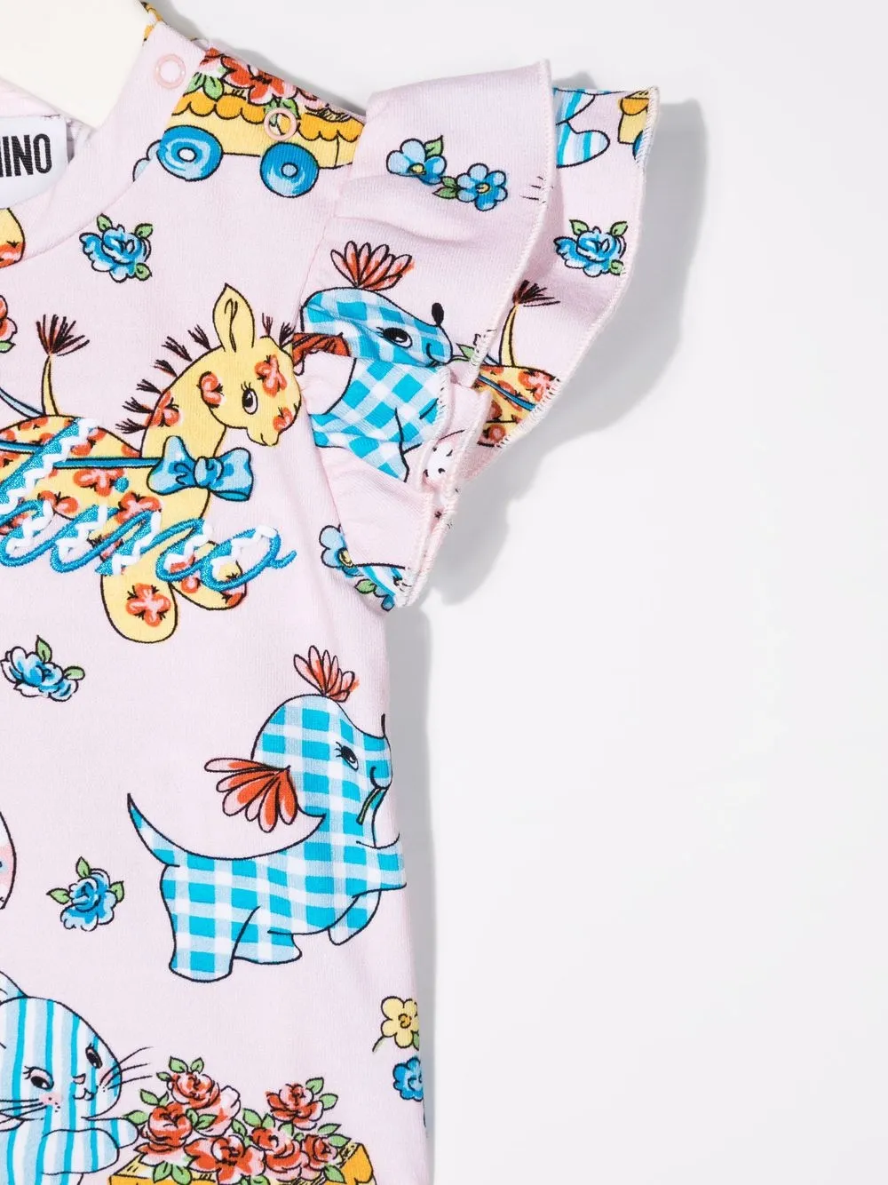 Футболка с оборками и графичным принтом Moschino Kids, розовый — фото 3