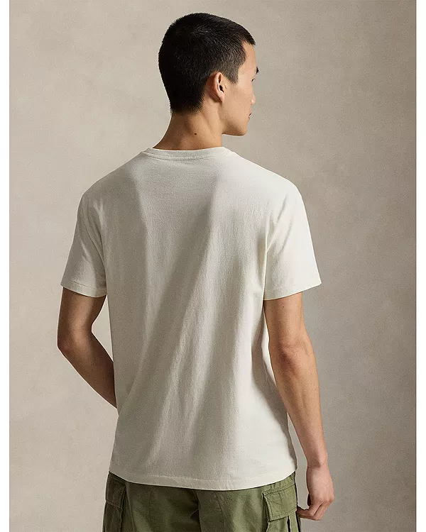 Классическая трикотажная футболка с круглым вырезом Polo Ralph Lauren, белый — фото 3