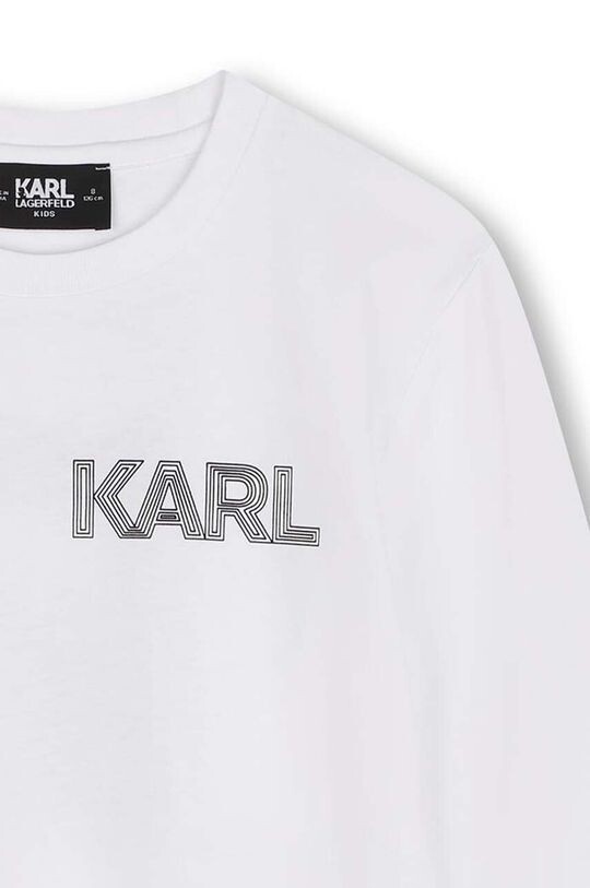 Детская хлопковая рубашка с длинным рукавом Karl Lagerfeld, белый — фото 3