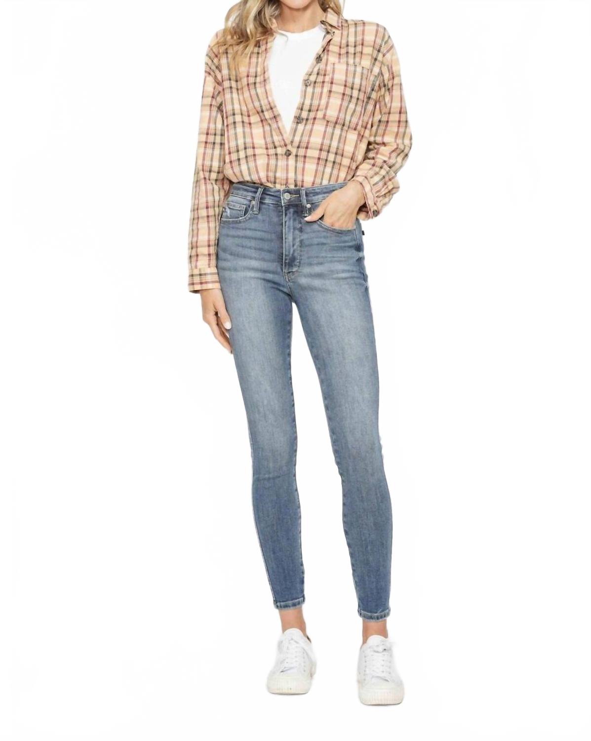 

Judy Blue Узкие джинсы с высокой талией и утягивающим эффектом, синего цвета