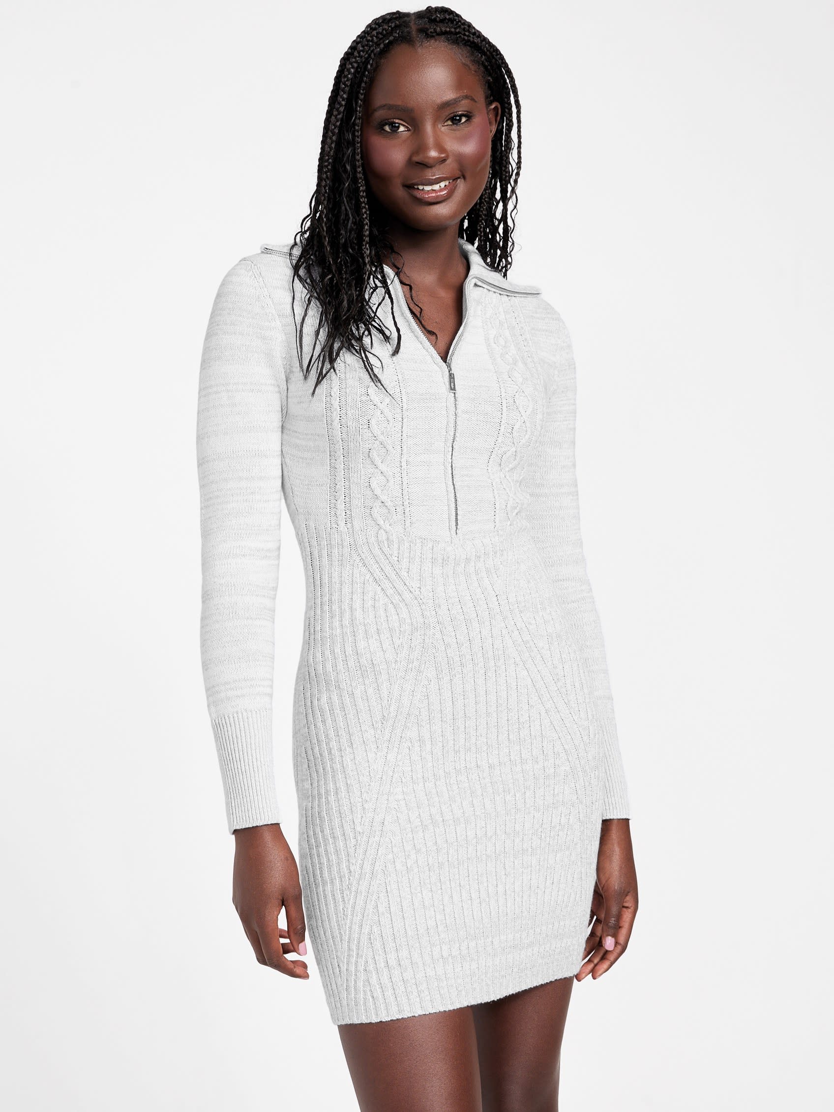 

Платье Marissa Cable-Knit на молнии Guess Factory, цвет light heather grey