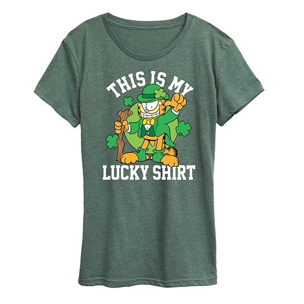 

Женская футболка Garfield с принтом "This is my lucky shirt" Nickelodeon, Heather Green, Зеленый, Женская футболка Garfield с принтом "This is my lucky shirt" Nickelodeon, Heather Green