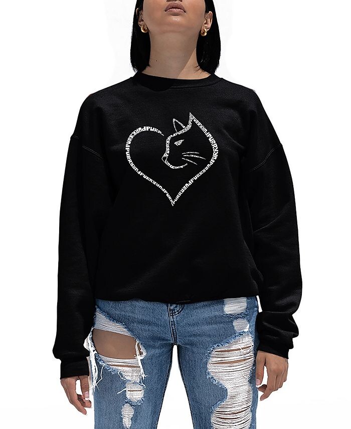 

Женский свитшот с круглым вырезом Cat Heart Word Art LA Pop Art, черный