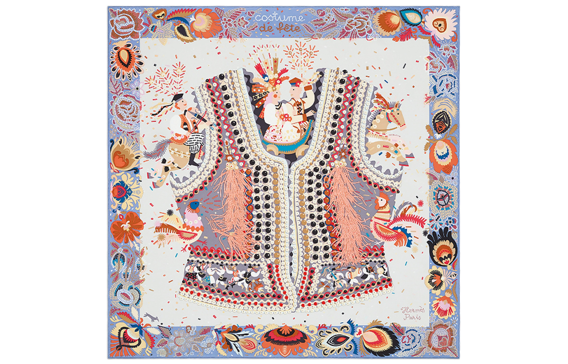 

HERMES Праздничный шелковый платок, Light Purple