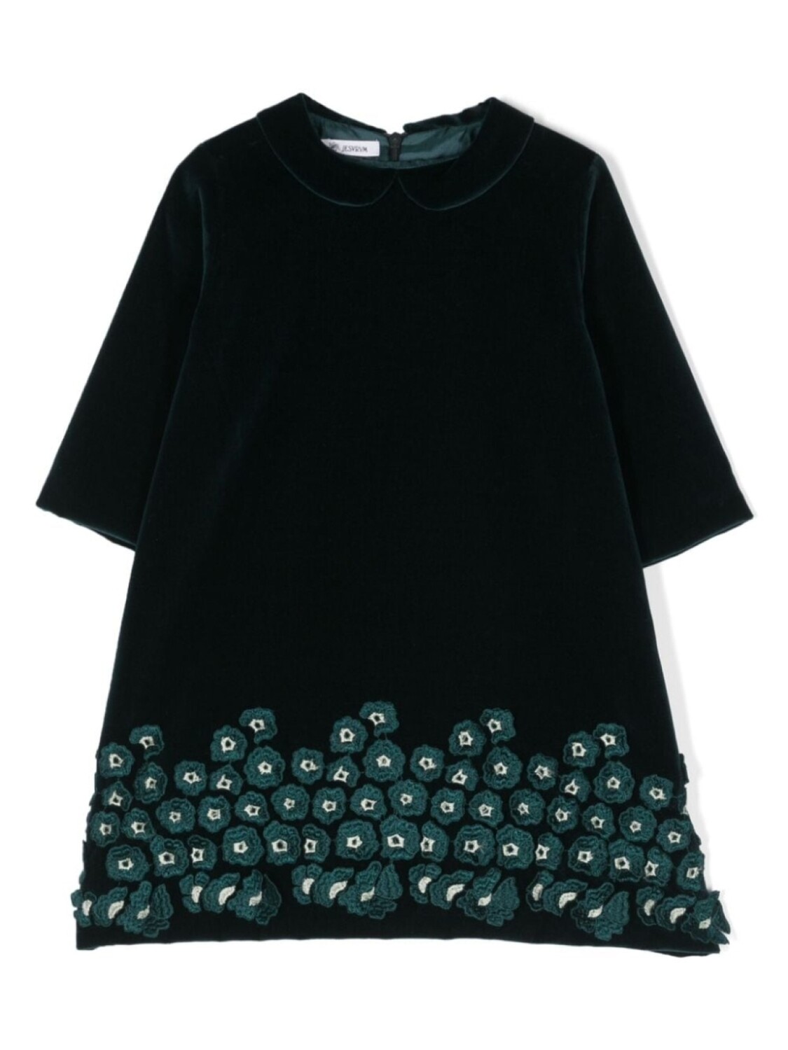 

Jesurum Baby floral-embroidered velvet dress, зеленый