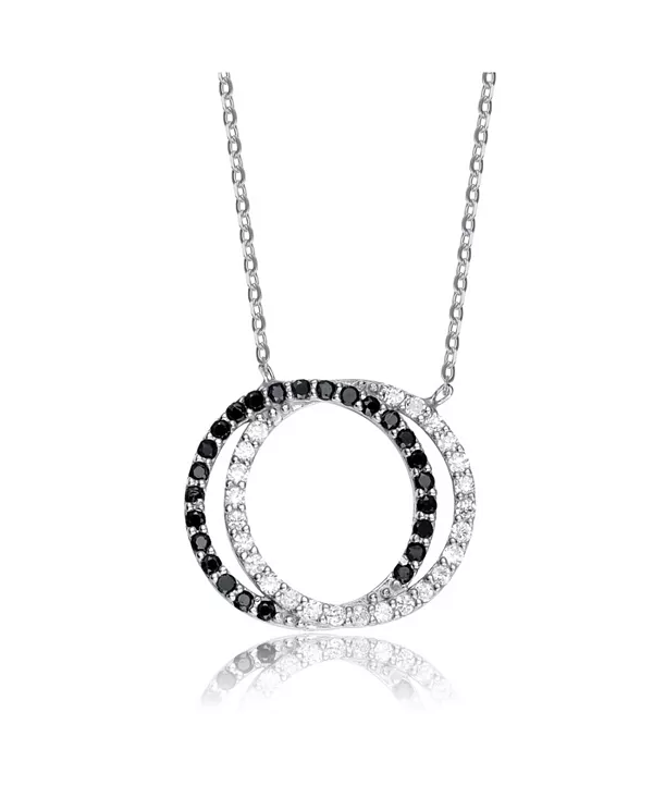 

Колье из стерлингового серебра с покрытием из белого золота с двойным контуром кубического циркония Genevive, white