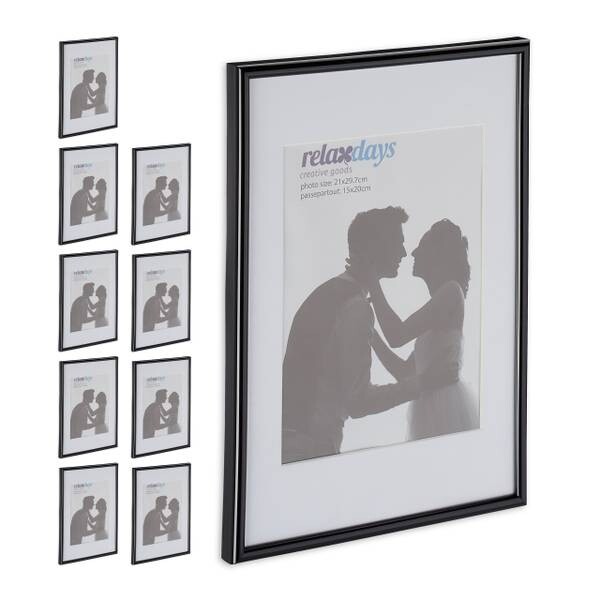 

10 x Рамка для фотографий Relaxdays A4 schwarz, черный