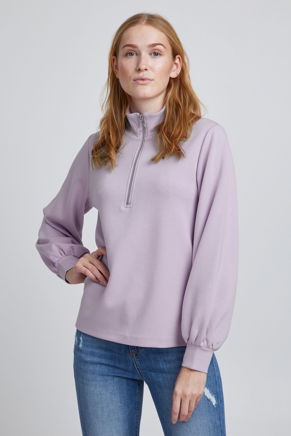 

Толстовка b.young Sweater BYPUSTI HALFZIP 20811037, фиолетовый