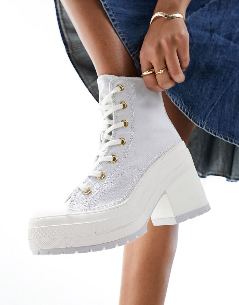 

Светло-серые кроссовки Converse Chuck 70 De Luxe на каблуке с декоративной строчкой, Серый, Светло-серые кроссовки Converse Chuck 70 De Luxe на каблуке с декоративной строчкой