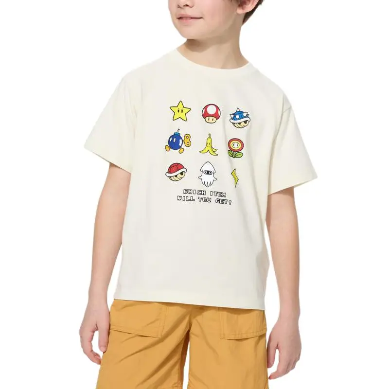 Футболка Super Mario, Collaboration для детей 3-7 лет UNIQLO, светло-бежевый — фото 2