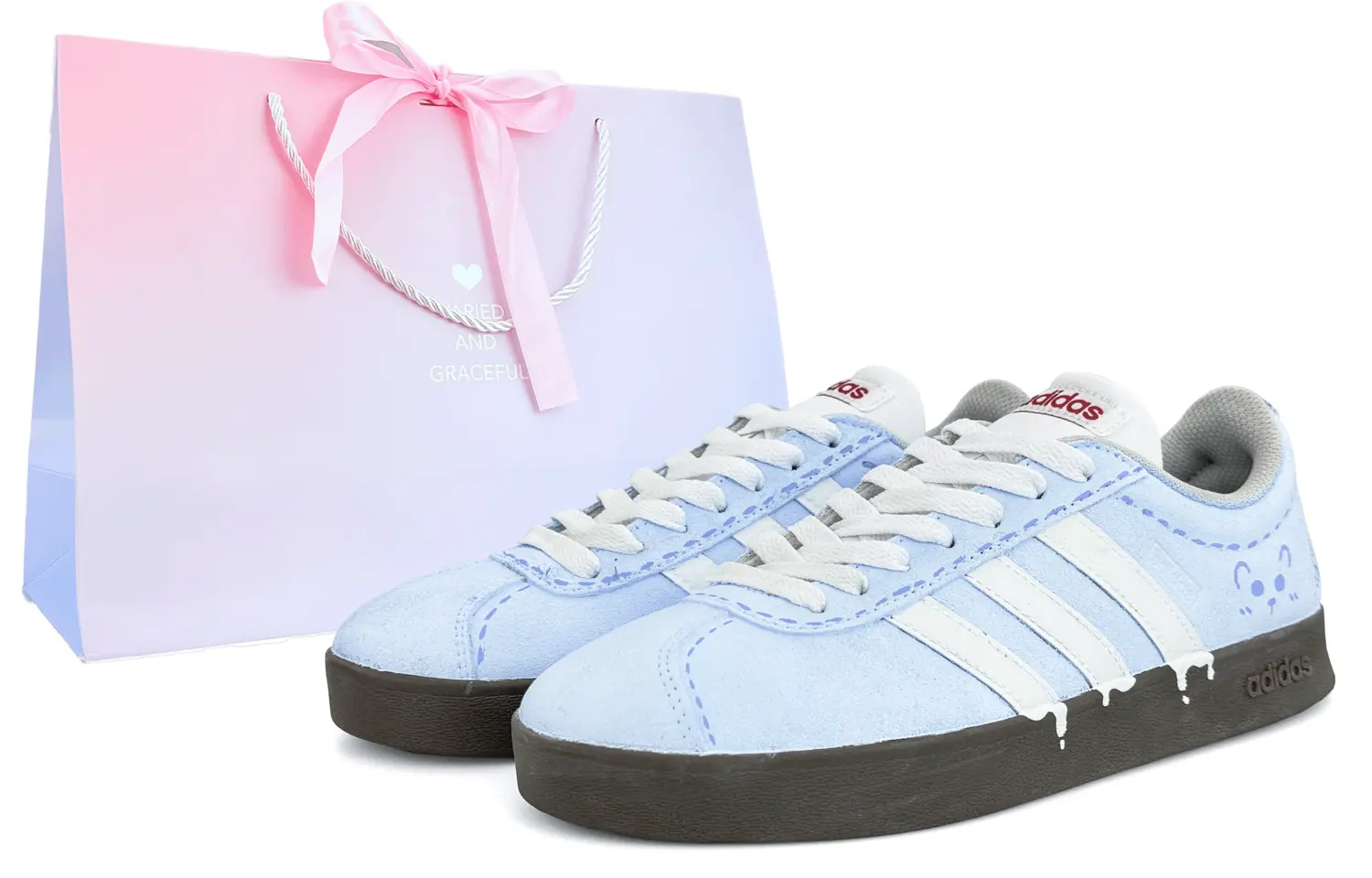 

Adidas VL COURT 20 Износостойкие, легкие и дышащие низкие кроссовки в стиле немецкой армии, унисекс, синий