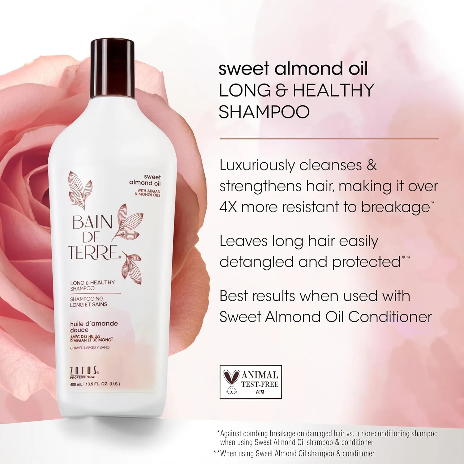 Набор шампуня и кондиционера Bain de Terre Long & Healthy | Масло сладкого миндаля | Укрепляет и питает длинные, растущие волосы | Без парабенов | Подходит для окрашенных волос | 383 мл, Green — фото 3