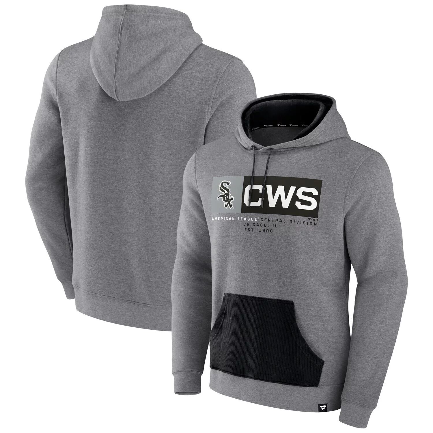 

Мужской фирменный флисовый пуловер с капюшоном Chicago White Sox серого/черного цвета с логотипом бренда Fanatics, Черный, Мужской фирменный флисовый пуловер с капюшоном Chicago White Sox серого/черного цвета с логотипом бренда Fanatics