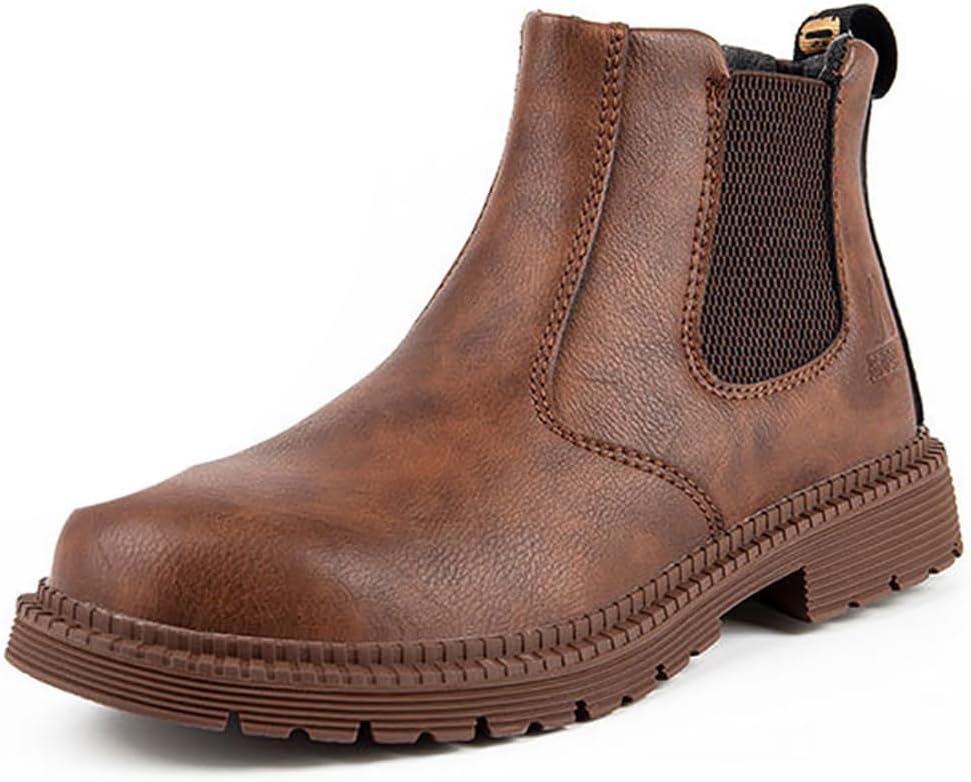 

Унисекс стальные носки, водостойкие промышленные защитные обувь, противопроколовые и скользящие легкие ботинки Lmprock, коричневый