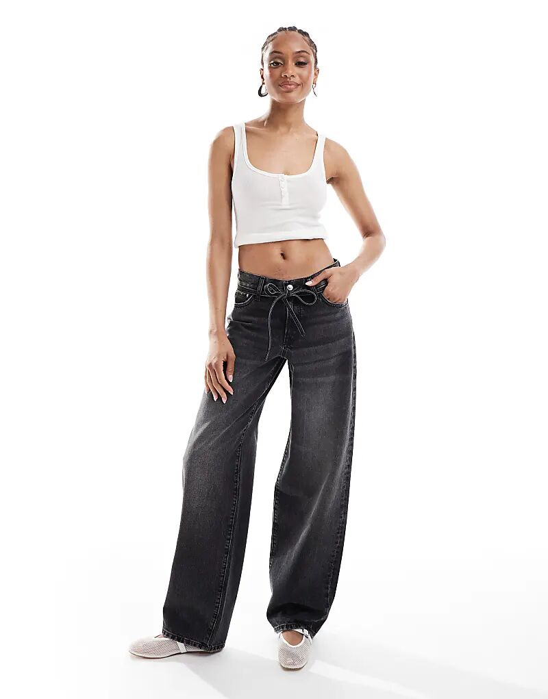 

Only Джинсы-бочонки Tall Gianna в выбеленном черном цвете