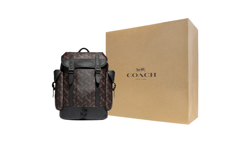 

COACH Кожаный рюкзак-баул большого размера мужской черный и коричневый