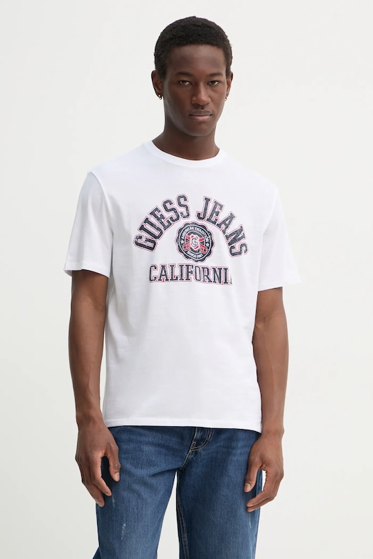 

Хлопковая футболка Guess Jeans, белый