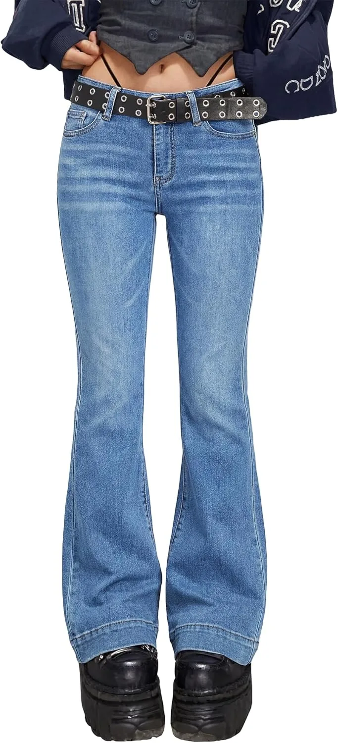 

Emmiol Bell Bottom джинсы для женщин, Flare, Stretchy, Mid-Low Rise