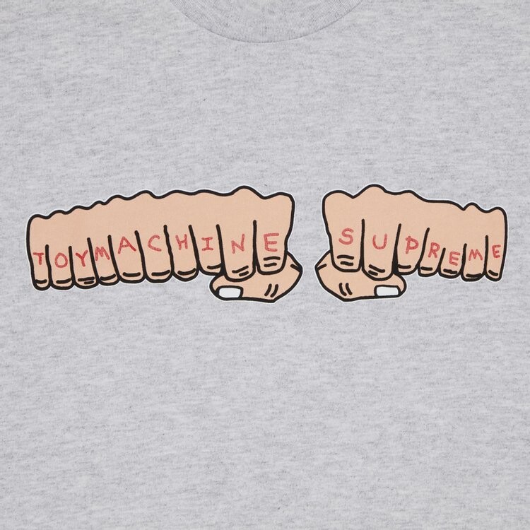Футболка Supreme x Toy Machine Fist 'Ash Grey', серый — фото 2