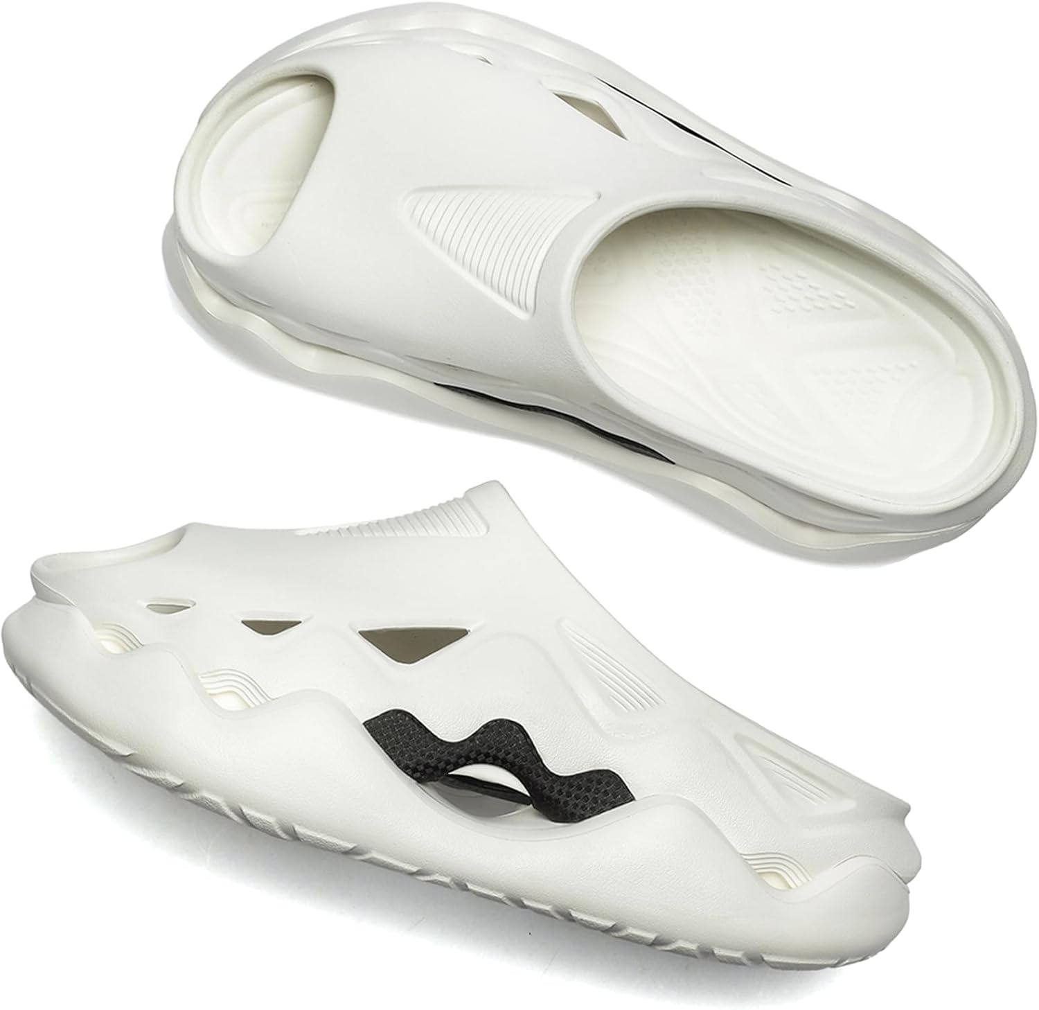 

Унисекс спортивная мода: стильные слайды с массивной платформой, сандалии, мюли и сабо для мужчин - дышащие, с пустотелой структурой Ceroiress, белый