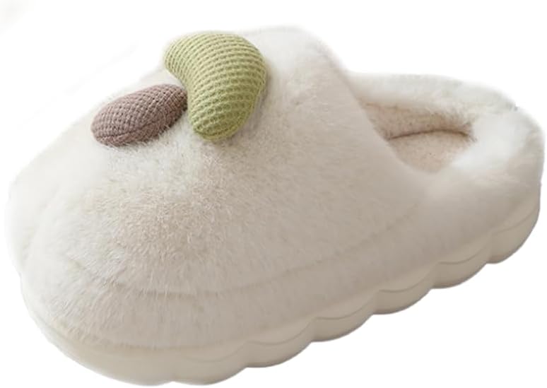 

Женские теплые плюшевые тапочки Uewidiod с отделкой в виде грибов, удобные мужские домашние тапочки с противоскользящей подошвой и толстой подошвой, зимние хлопковые тапочки, белый