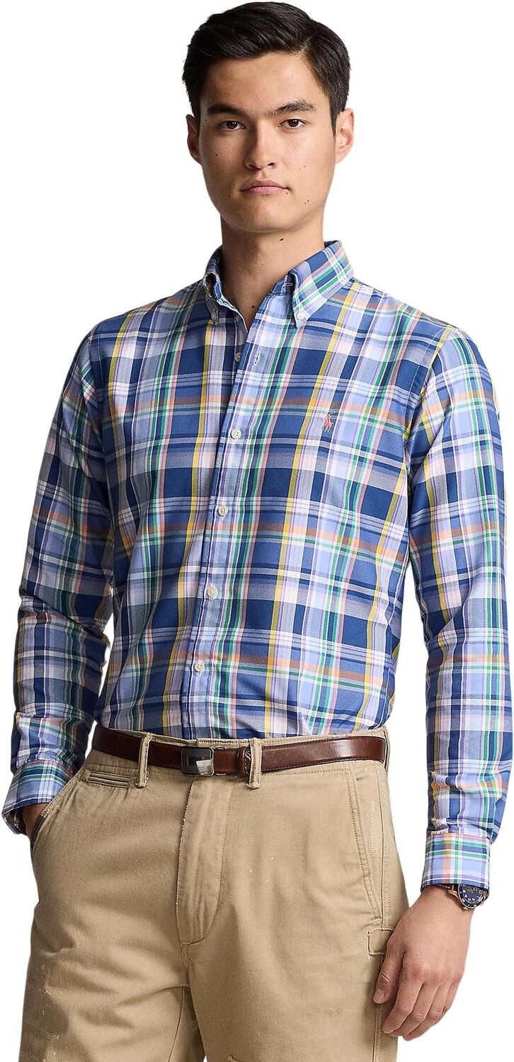 

Рубашка Polo Ralph Lauren Classic Fit Plaid Oxford Shirt, цвет Blue/Pink Multi