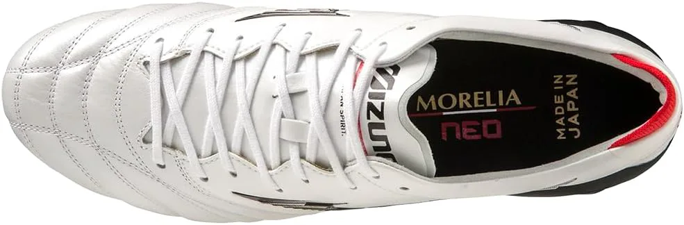 Футбольные бутсы Mizuno Men's Morelia Neo IV, сделаны в Японии, белый/черный — фото 4