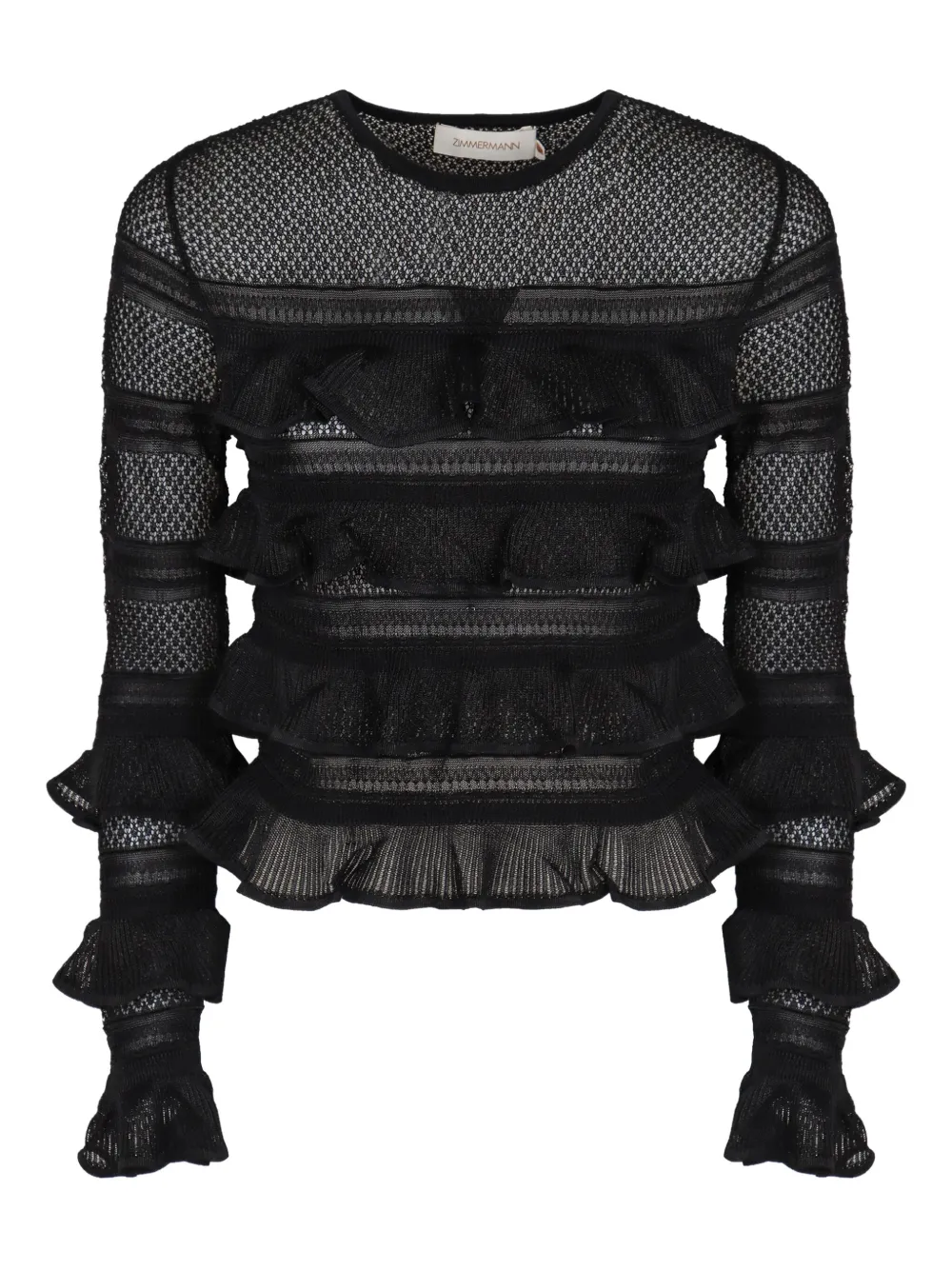 

Гипнотический топ с кружевом и оборками Zimmermann, черный