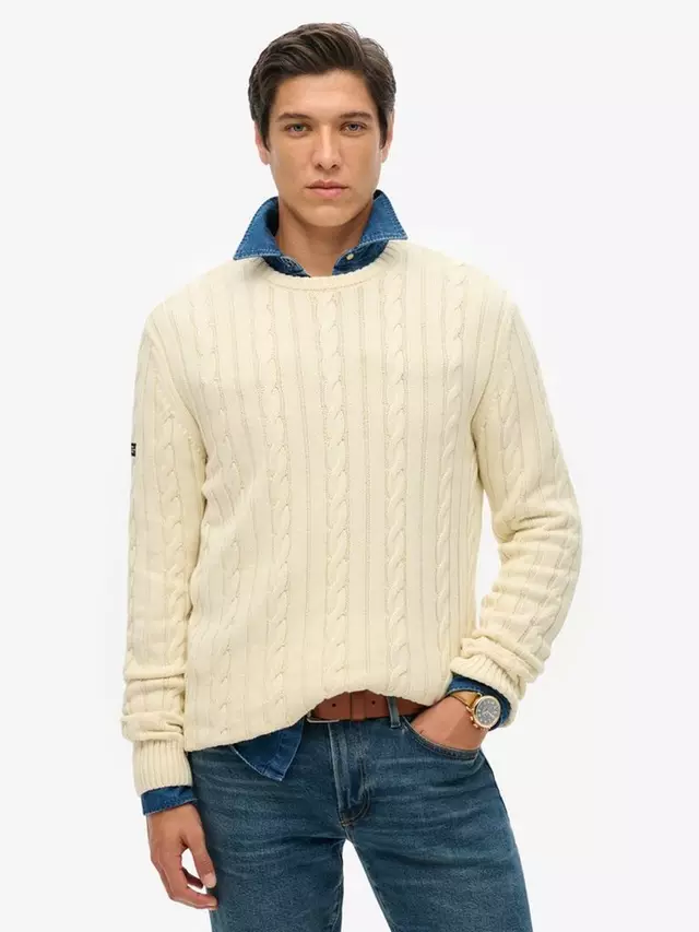 

Джемпер Superdry Cotton Classic Cable Knit Crew, кремовый