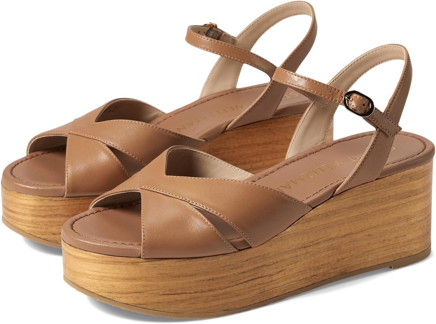 

Сандалии Stuart Weitzman Carmen Midi Wedge, цвет Tan/Sand