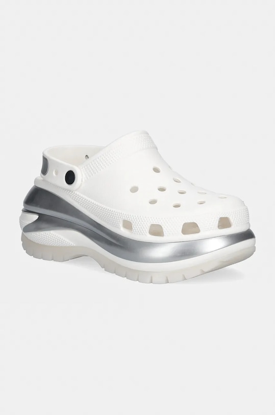 Классические шлепанцы Mega Crush с металлическим эффектом Crocs, белый
