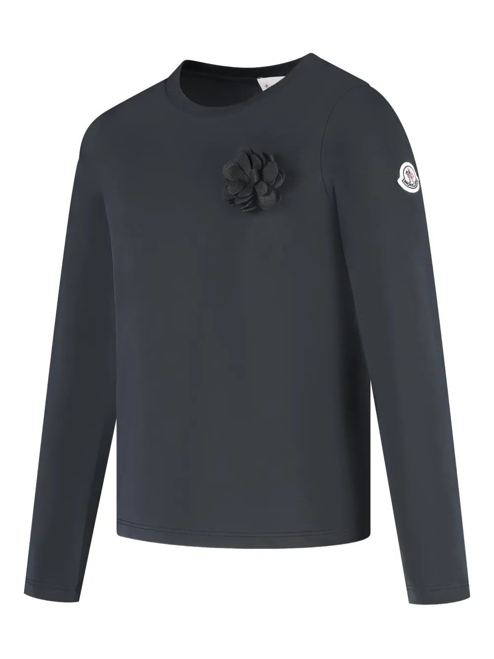 Футболка с цветочными аппликациями Moncler Enfant, черный — фото 2