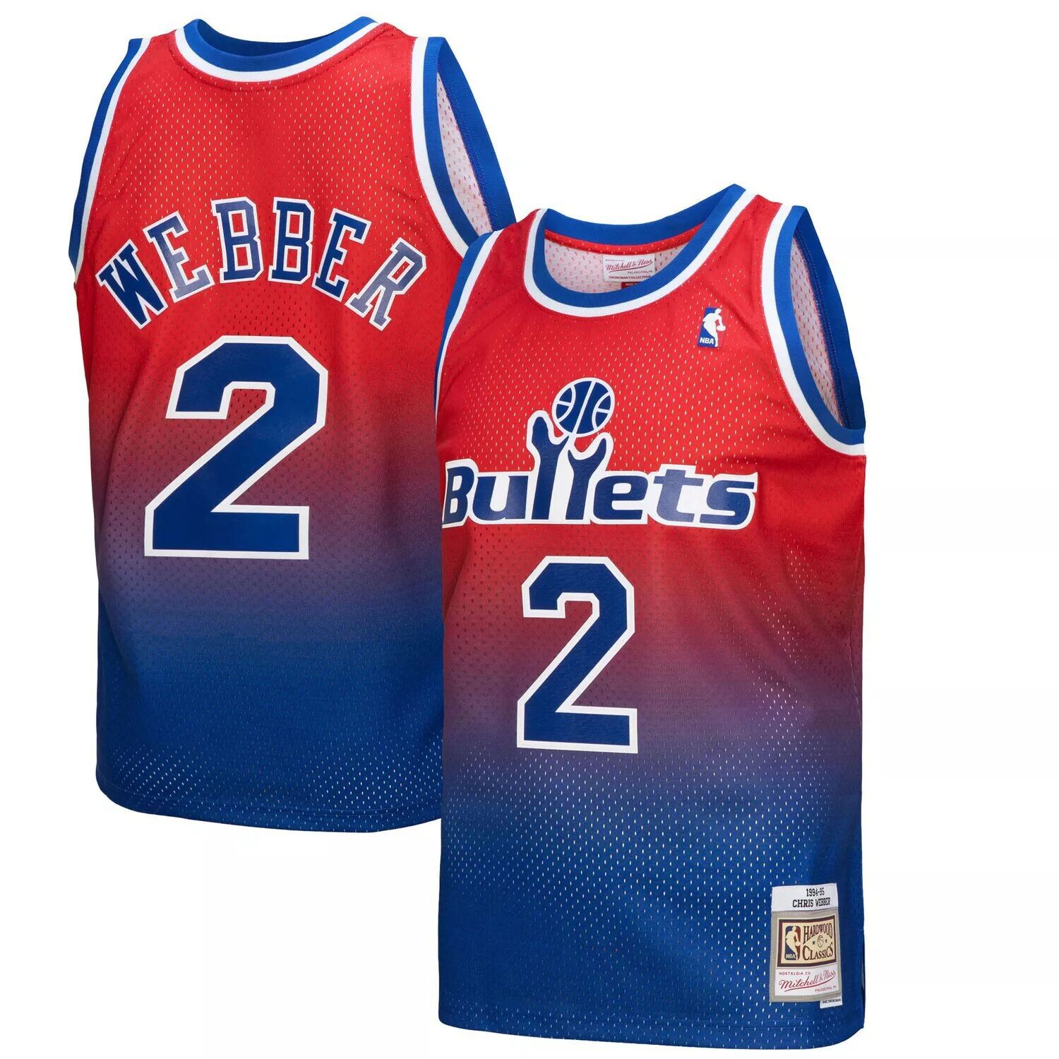 

Мужская майка Mitchell & Ness Chris Webber Royal/Red Washington Bullets 1994/95 Hardwood Classics Fadeaway Swingman Player