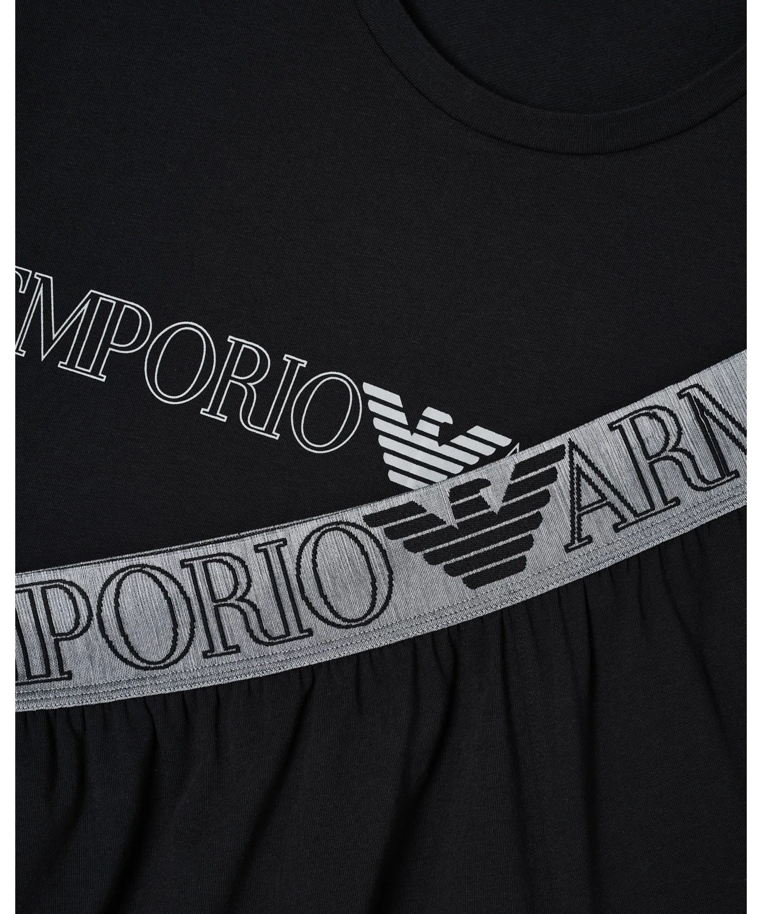 <Эксклюзивно онлайн> [Emporio Armani] Пижама ASV с мега-логотипом, органический трикотаж, бермуды. — фото 3