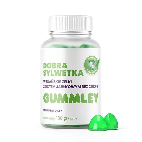 

Gummley, Dobra Silhouette, Вегетарианские жевательные конфеты с яблочным уксусом, без сахара, 180 г