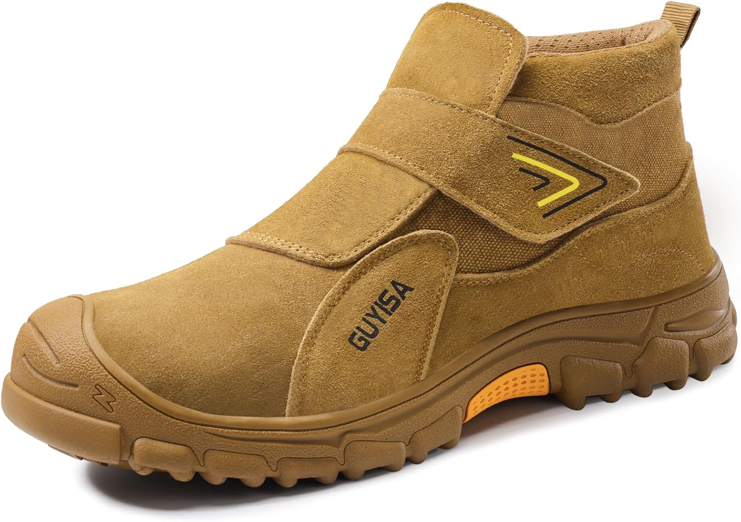 

Стальные ботинки GLANOUDUN с закрытым носком для мужчин, ботинки без шнурков, удобные защитные ботинки, неразрушимая конструкция, средние ботинки с закрытым носком, коричневый