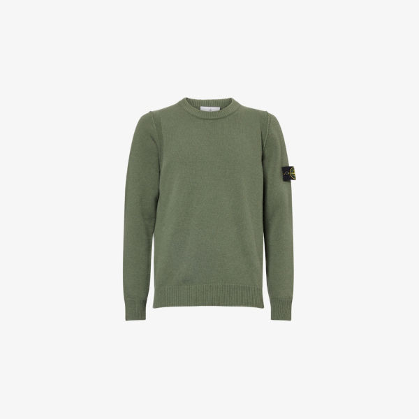 

Свитер с логотипом-нашивкой из шерстяной смеси Stone Island, зеленый