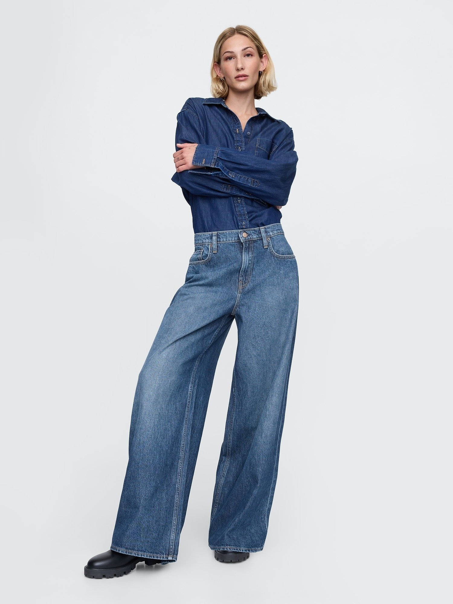 (W) Супер свободные джинсы GAP, MEDIUM_INDIGO_15