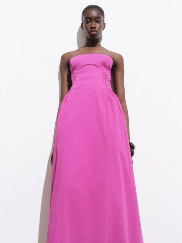 

Платье миди Wispa Gathered Side Strapless Mango, Bright Pink