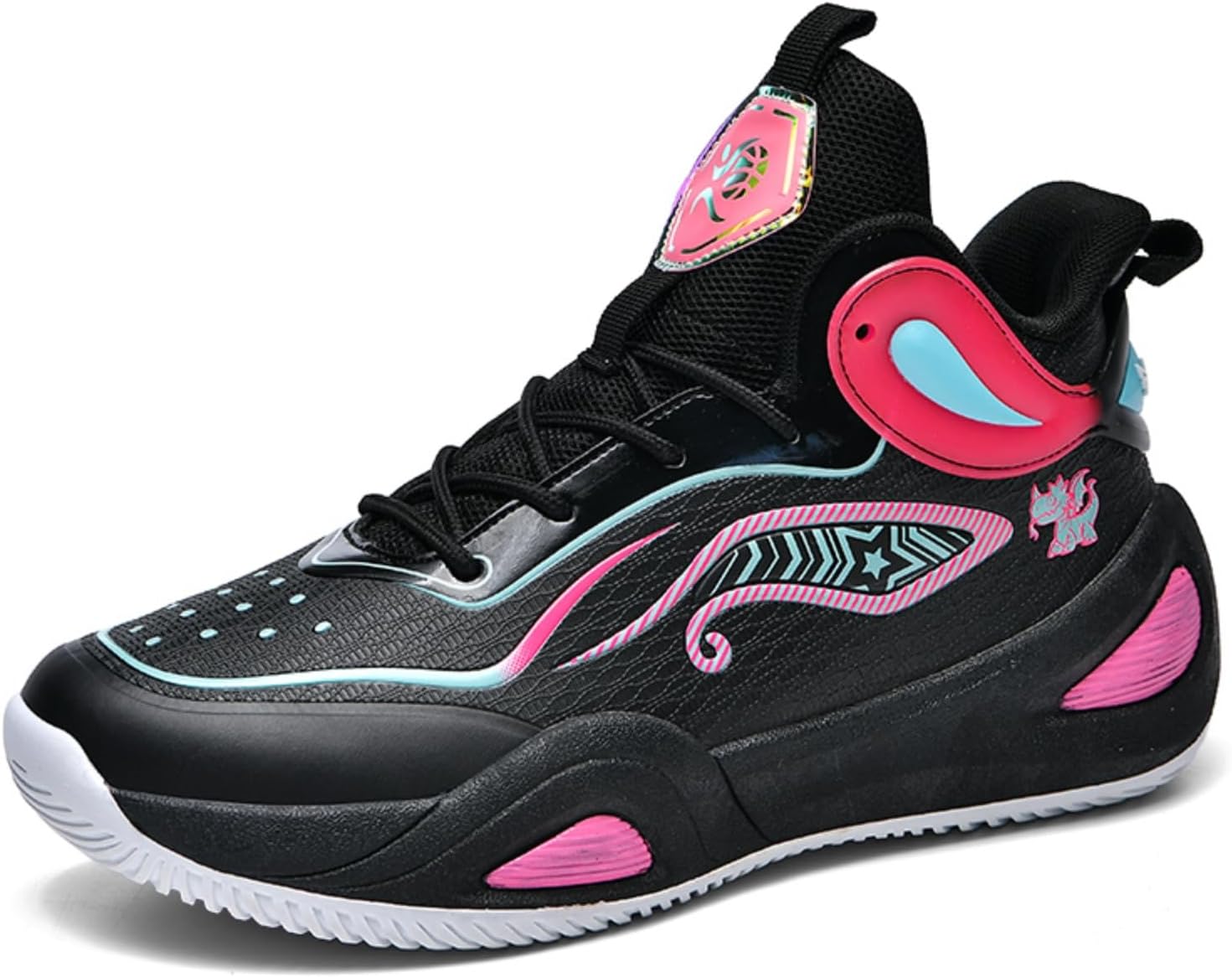 

Мужские высокие кроссовки на шнуровке из сетчатой ткани для баскетбола, модные, удобные, с противоскользящей подошвой для бега, ходьбы и тренировок Boaobaihuo, черный