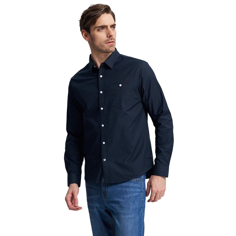 

Рубашки мужские с лацканами, средней кроя, другие Nautica, темно-синий