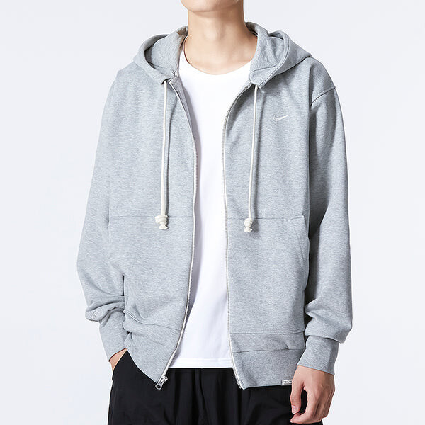 Куртка Men's Nike Solid Color Printing Logo Zipper Hooded Running Gym Jacket Gray, серый — фото 3