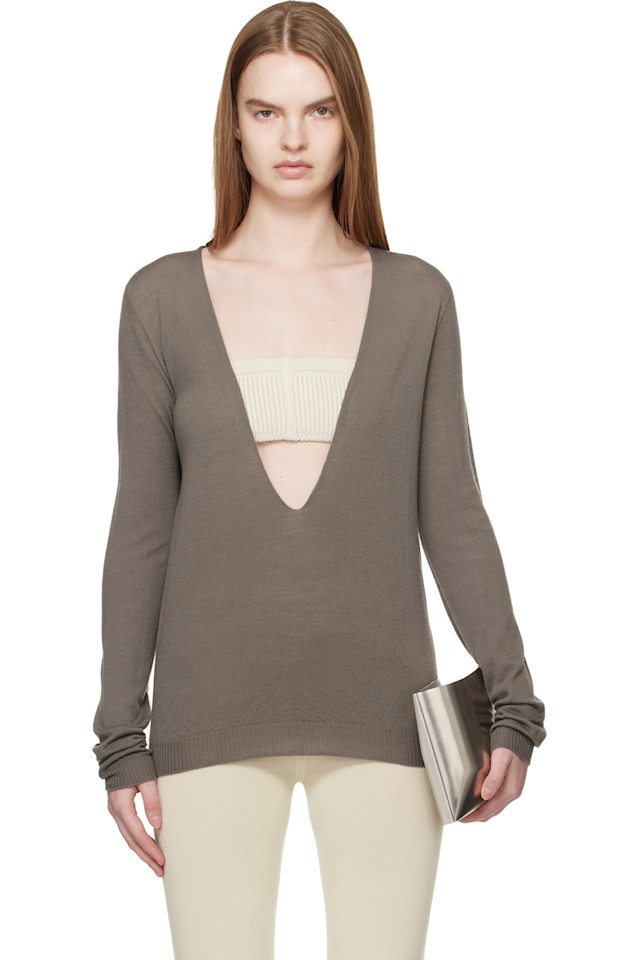 

Rick Owens Свитер с очень V-образным вырезом «Серый храм»