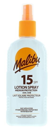 

Солнцезащитный лосьон-спрей, SPF15, водостойкий спрей, 200 мл Malibu