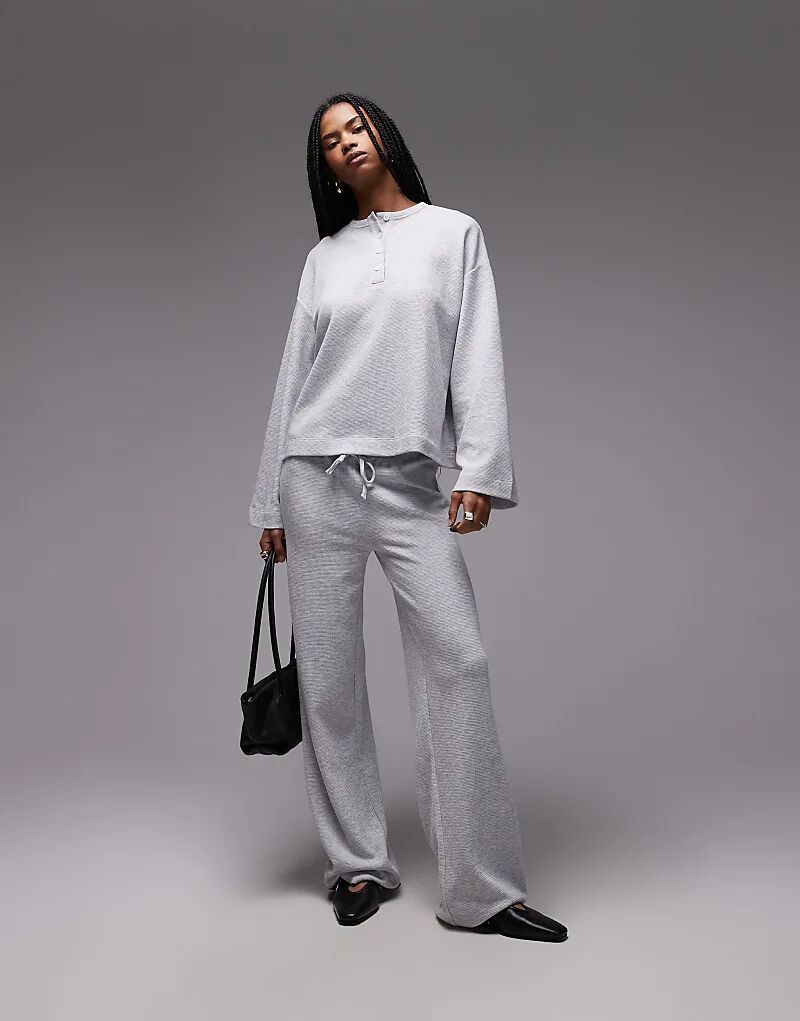 

Широкие брюки-джоггеры ASOS DESIGN Coord с вафельным узором цвета ледяной меланж