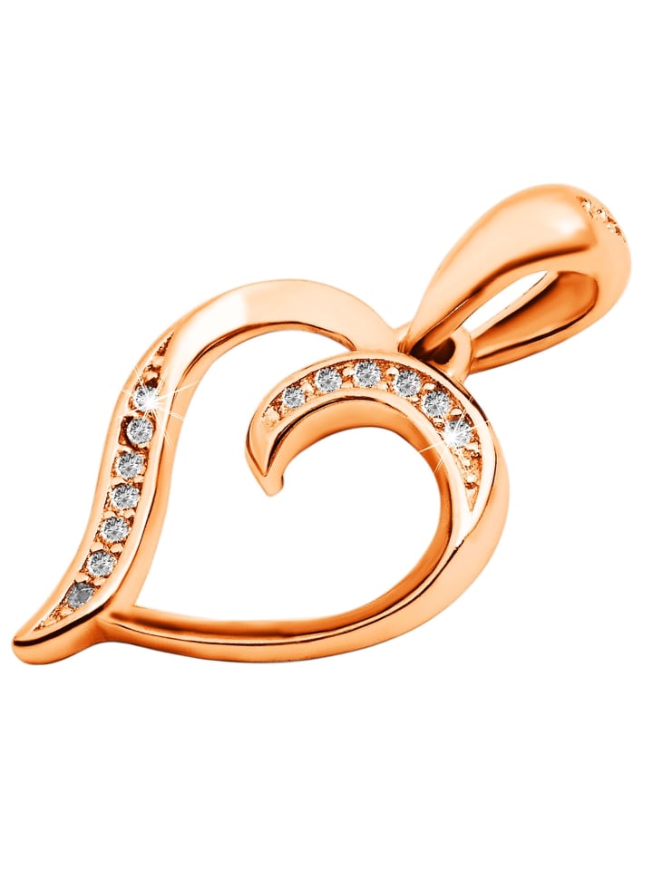 

Adeliás Женский кулон - Сердце. Кулон в форме сердца из серебра 925 пробы с кубическим цирконием в золотой оправе